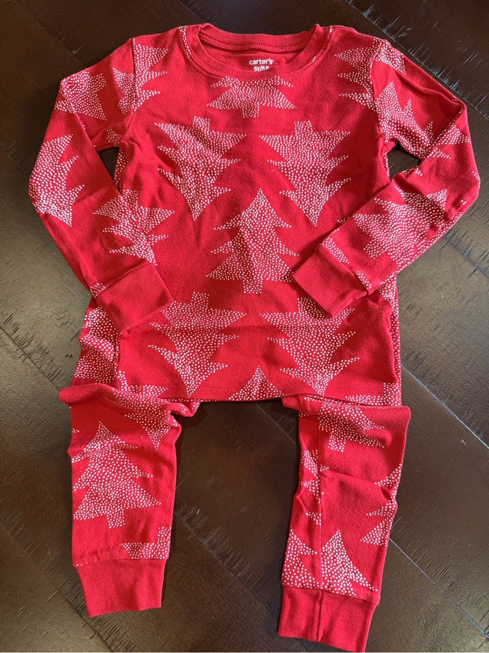 Carter's Red Christmas Pajama Set with White Dot Tree Print